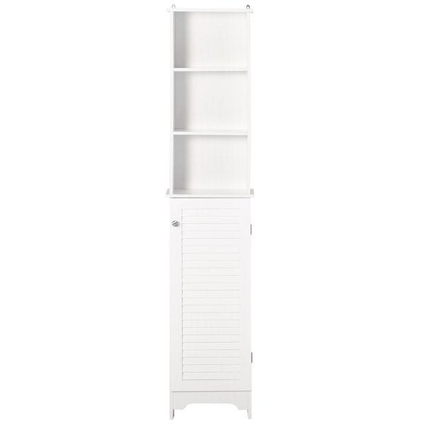 Freestanding 6-Tier Tall Bathroom Storage Cabinet - White