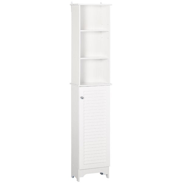 Freestanding 6-Tier Tall Bathroom Storage Cabinet - White