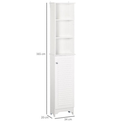 Freestanding 6-Tier Tall Bathroom Storage Cabinet - White