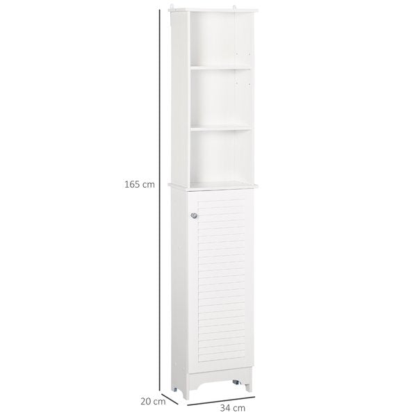 Freestanding 6-Tier Tall Bathroom Storage Cabinet - White