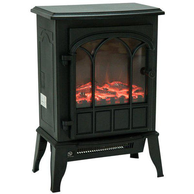 Freestanding Electric Fireplace Heater, 1000W/2000W - Black