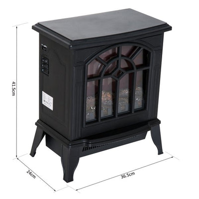 1000W/2000W, LED Flame Freestanding Electric Fireplace Heater - Black