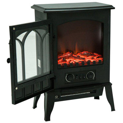 Freestanding Electric Fireplace Heater, 1000W/2000W - Black