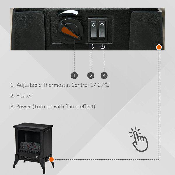 Freestanding Electric Fireplace Stove With Flame Effect Overheat Protection