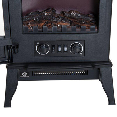 Freestanding Electric Fireplace Heater, 1000W/2000W - Black