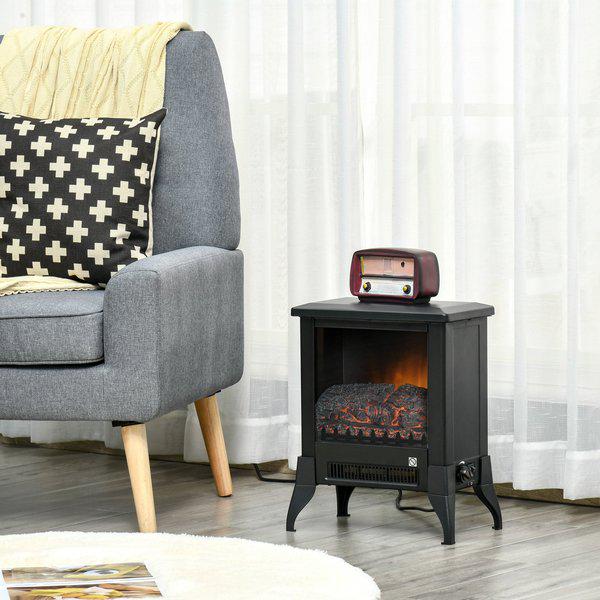 Freestanding Electric Fireplace Stove With Flame Effect Overheat Protection