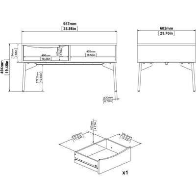 Freya White 1 Drawer Coffee Table