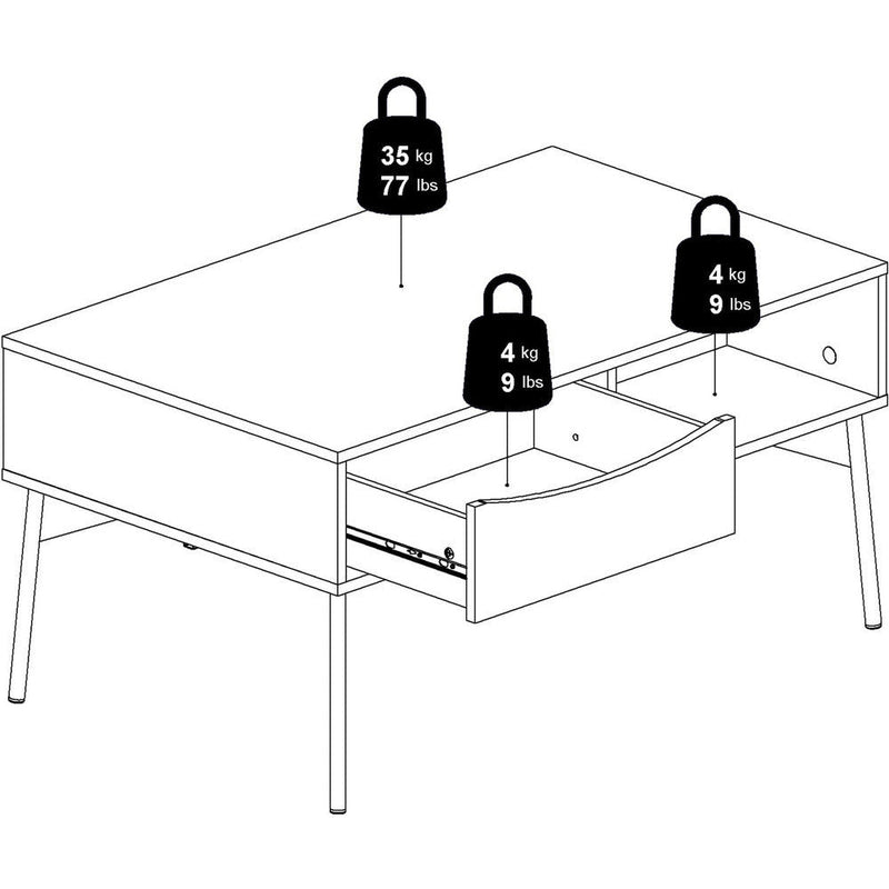 Freya White 1 Drawer Coffee Table