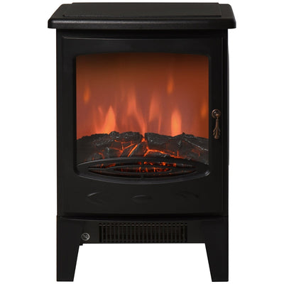 Tempered Glass Electric Fireplace Heater-Black