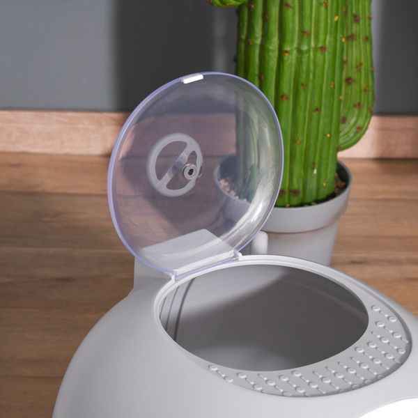 Futuristic Capsule-Shaped Cat Litter Box W/ 2 Doors Scoop Drawer