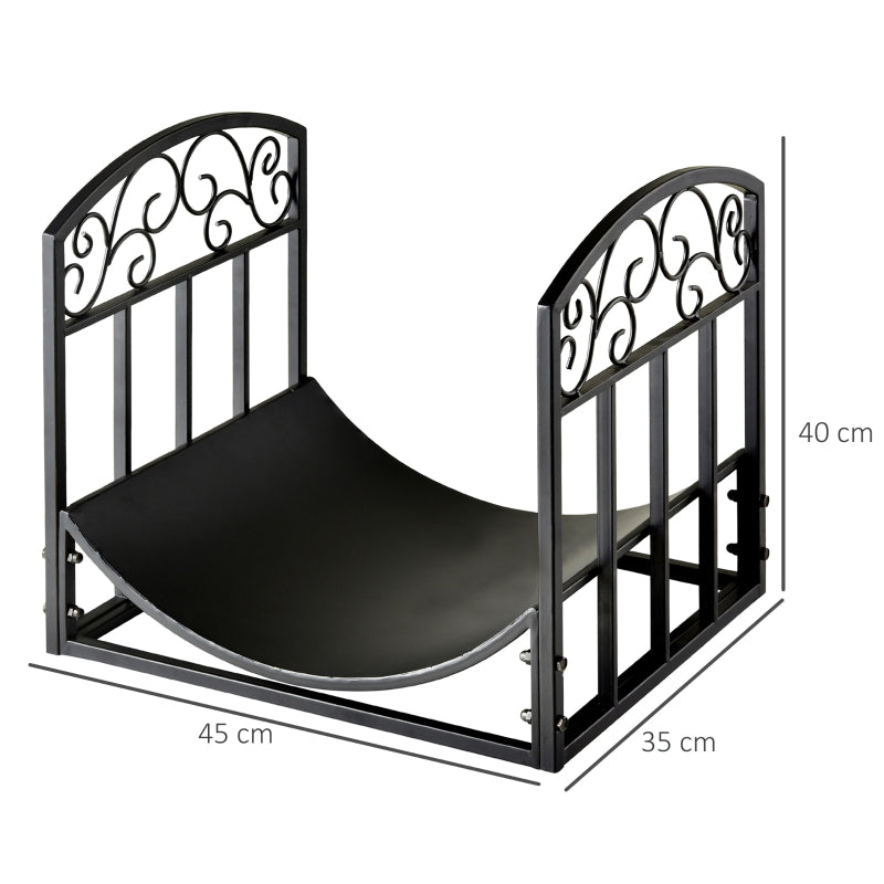 Outsunny Iron Arched Log Rack Black