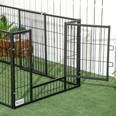 PawHut 82.5-150 cm x 61 cm Heavy Duty Pet Playpen, 6 Panel Exercise Pen for Dogs, Adjustable Length, Indoor Outdoor, Small Sized Dogs