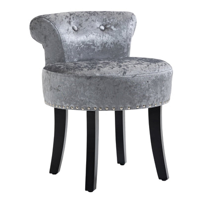 Dressing Table Stool With Rubber Wood Legs, Grey