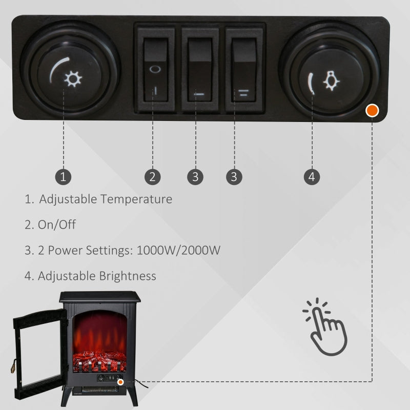 Free Standing Electric Fireplace Stove, Black