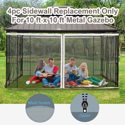 Outsunny Universal Replacement Mesh Sidewall Netting for 10' x 13' Gazebos and Canopy Tents with Zippers, (Sidewall Only) Black