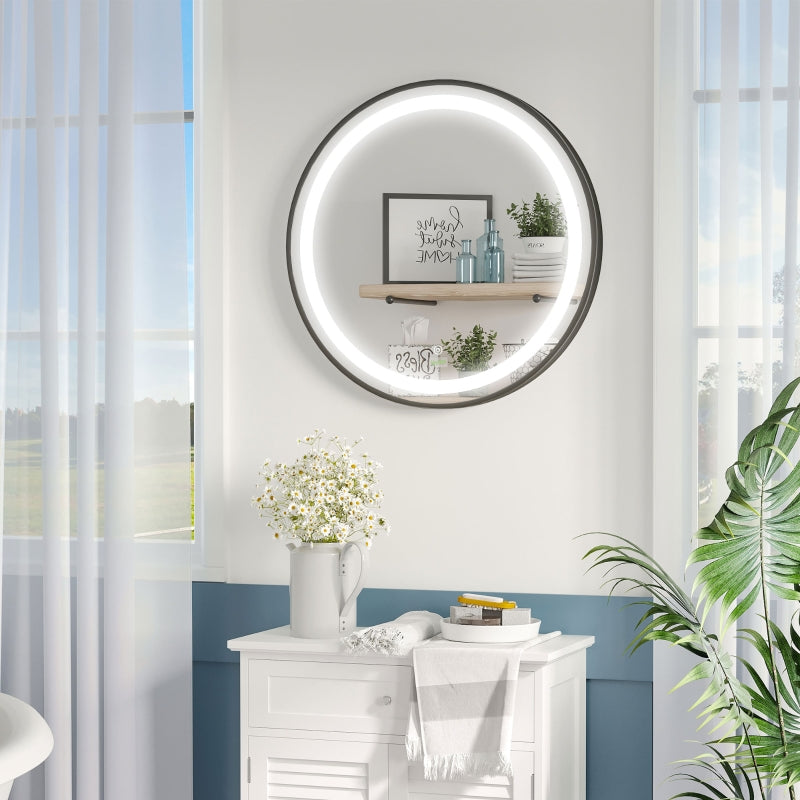 Round LED Bathroom Mirror, Hardwired