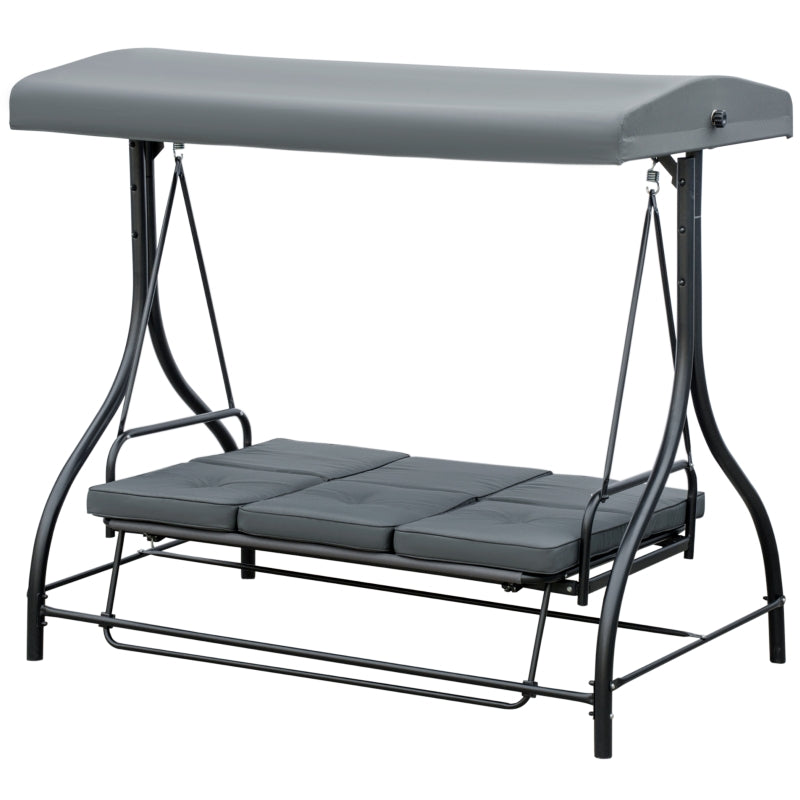 3 Seater Canopy Swing Chair- Dark Grey