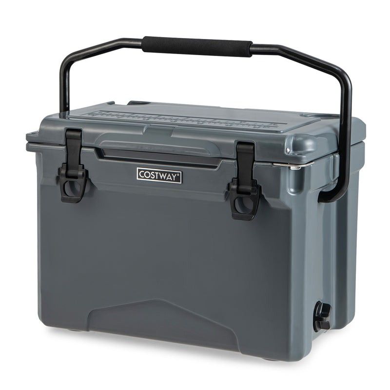 21 L Hard Cooler with Aluminum Handle and Integrated Cup Holders-Dark Grey