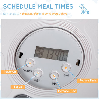 Pet Feeder with Digital Timer, 6-Meal Food Dispenser Trays for Wet or Dry Food