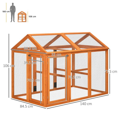 Large Chicken Run, Wooden Coop, With Combinable Design - Effect