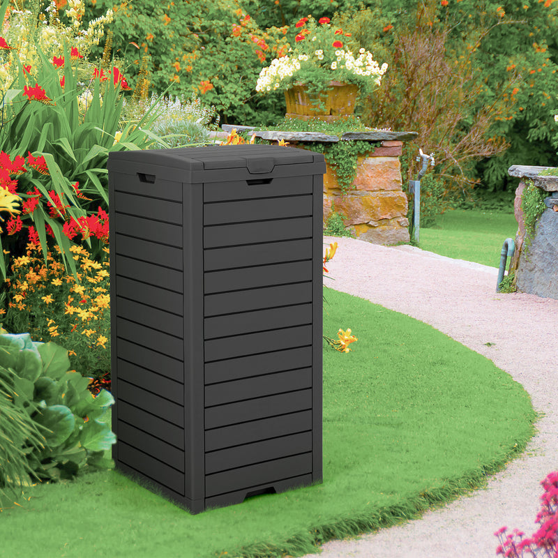 117.5 L Gallon Large Trash Bin with Lid and Pull-out Liquid Tray for Backyard-Black