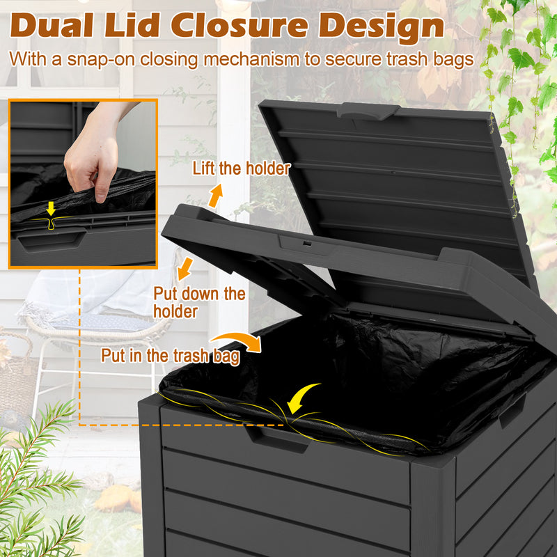 117.5 L Gallon Large Trash Bin with Lid and Pull-out Liquid Tray for Backyard-Black