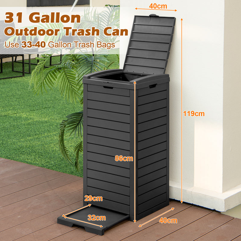 117.5 L Gallon Large Trash Bin with Lid and Pull-out Liquid Tray for Backyard-Black