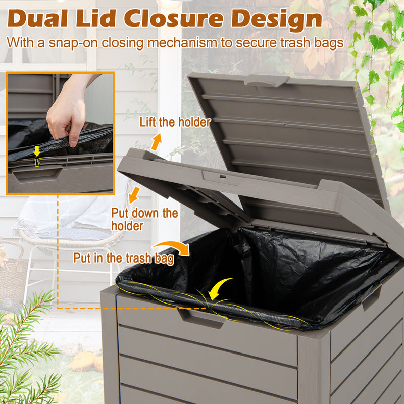 117.5 L Gallon Large Trash Bin with Lid and Pull-out Liquid Tray for Backyard-Coffee