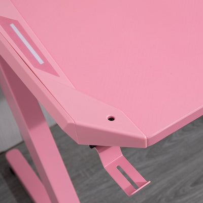 Gaming Computer Desk w/ Cup Holder, Headphone Hook,  - Pink