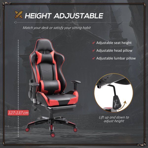 Gaming Executive Office Chair, PU Leather- Black/Red