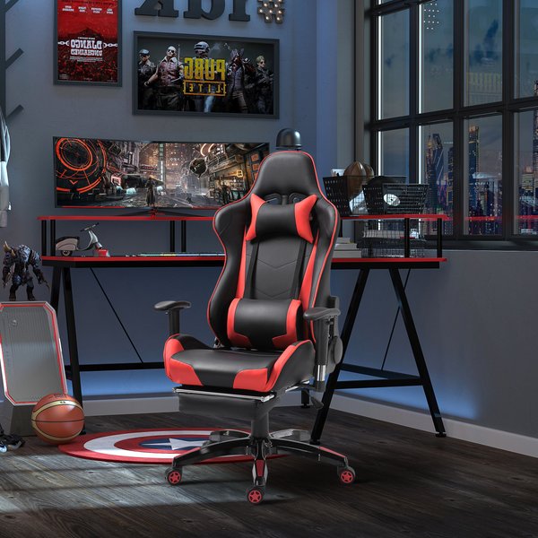 Gaming Executive Office Chair, PU Leather- Black/Red