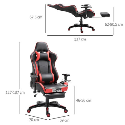 Gaming Executive Office Chair, PU Leather- Black/Red