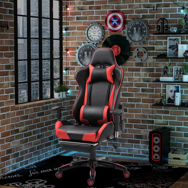 Gaming Executive Office Chair, PU Leather- Black/Red