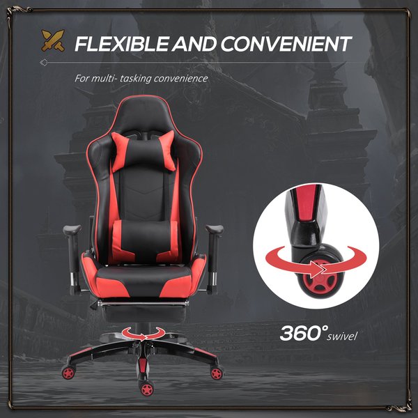 Gaming Executive Office Chair, PU Leather- Black/Red