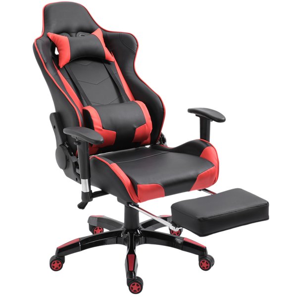 Gaming Executive Office Chair, PU Leather- Black/Red