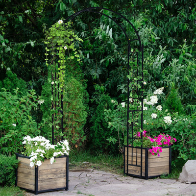 Arco de jardín enrejado para plantas trepadoras, decoración para fiestas y ceremonias, color negro