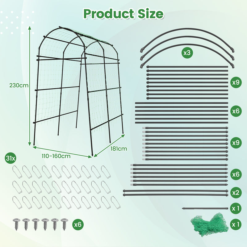 Garden Arch Trellis with PE Coated Metal Structure for Climbing Plants