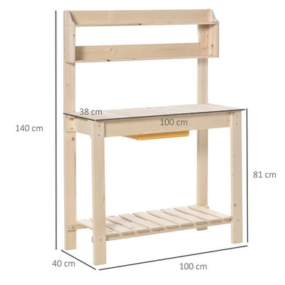 Garden Potting Workstation Table W/ Sliding Tabletop And Dry Sink