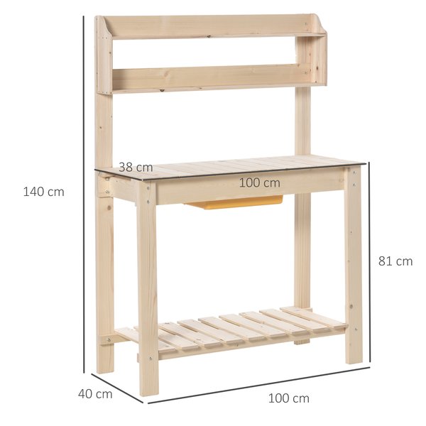 Garden Potting Workstation Table W/ Sliding Tabletop And Dry Sink