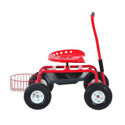 Gardening Planting Rolling Cart W/Tool Tray - Red