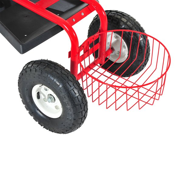 Gardening Planting Rolling Cart W/Tool Tray - Red