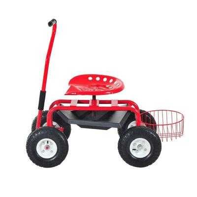 Gardening Planting Rolling Cart W/Tool Tray - Red