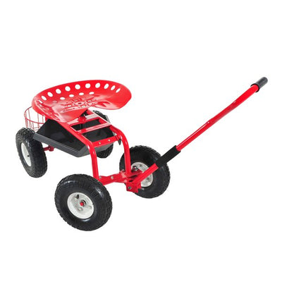 Gardening Planting Rolling Cart W/Tool Tray - Red