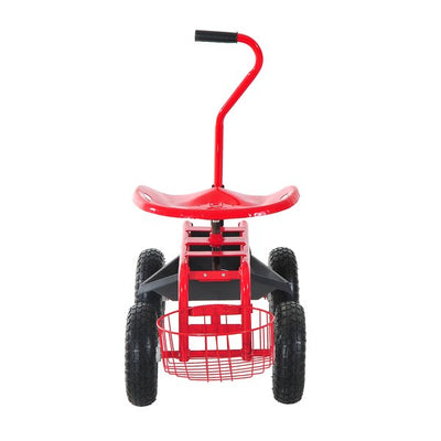 Gardening Planting Rolling Cart W/Tool Tray - Red