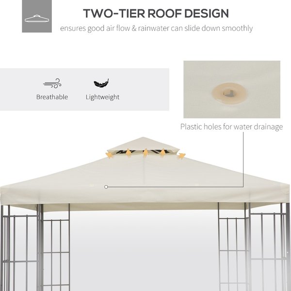 3 x 3m Gazebo Replacement Canopy - Cream White