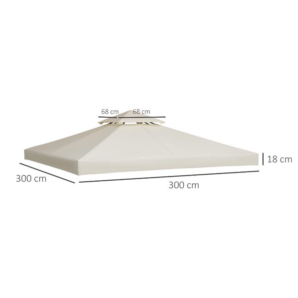 3 x 3m Gazebo Replacement Canopy - Cream White