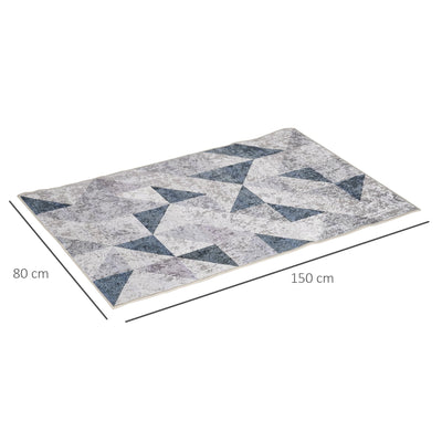 HOMCOM Modern Grey Rug, Geometric Area Rugs Large Carpet for Living Room, Bedroom, Dining Room, 80x150 cm