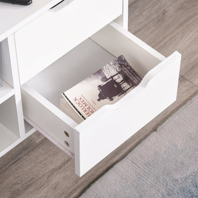 Scandinavian-Style TV Stand, With Drawers Cabinet - White