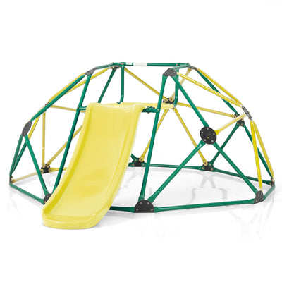 Geometric Dome Climber and Play Set with Slide for Outdoor-Green