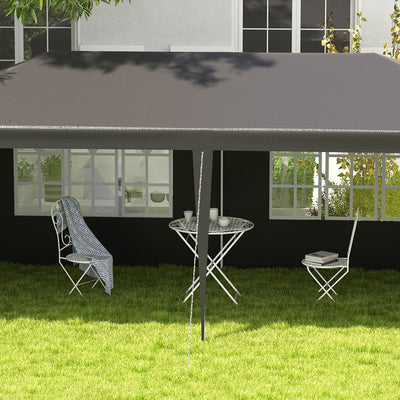 Outsunny 6 x 3 m Party Tent Gazebo Marquee Outdoor Patio Canopy Shelter with Windows and Side Panels, Dark Grey